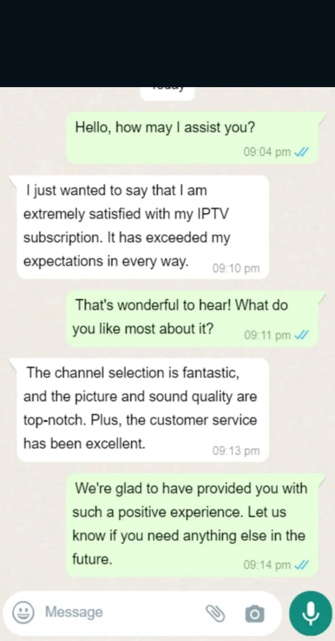 Customer WhatsApp review about customer support