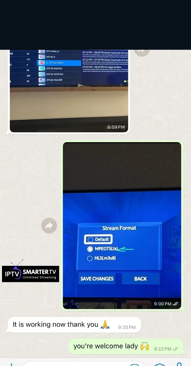 Customer WhatsApp review about setup assistance